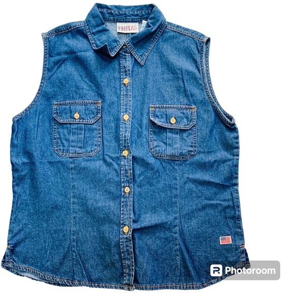 Vintage Tops - Bill Blass Jeans Jean Shirt, Size Petite Large